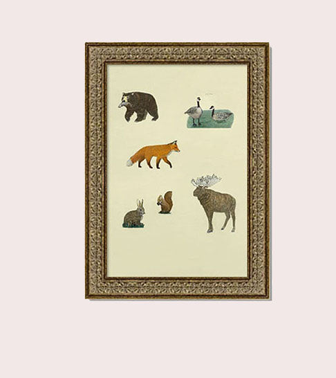 Autumn Canada Woodland Forest Animals Motif