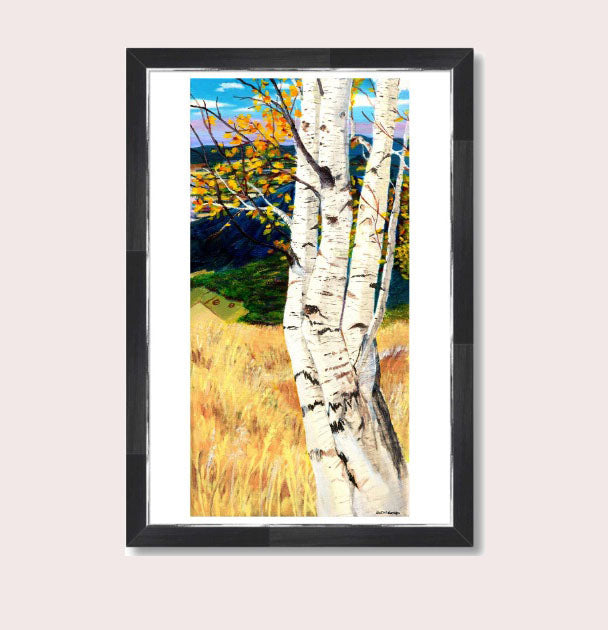 Autumn Leaf Birch Tree Blue Mountain Wheat Field