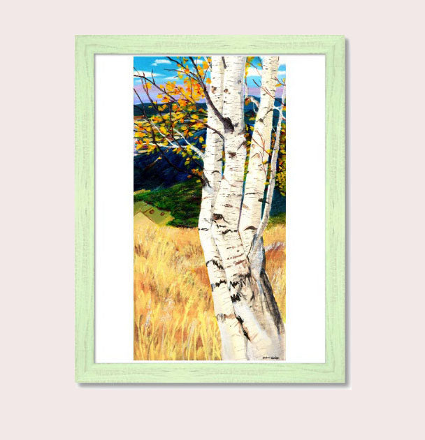 Autumn Leaf Birch Tree Blue Mountain Wheat Field