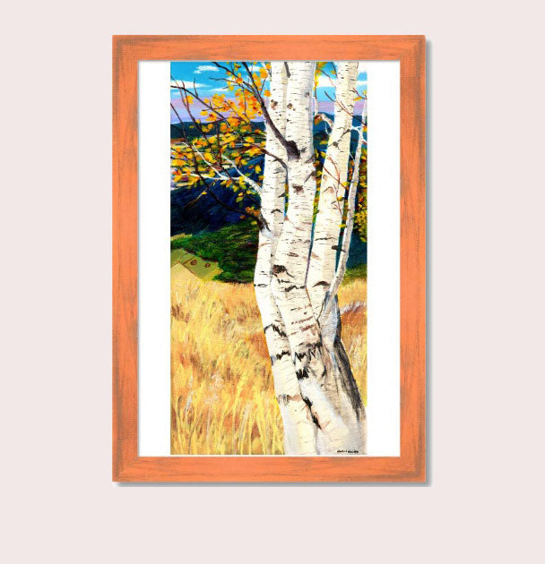 Autumn Leaf Birch Tree Blue Mountain Wheat Field