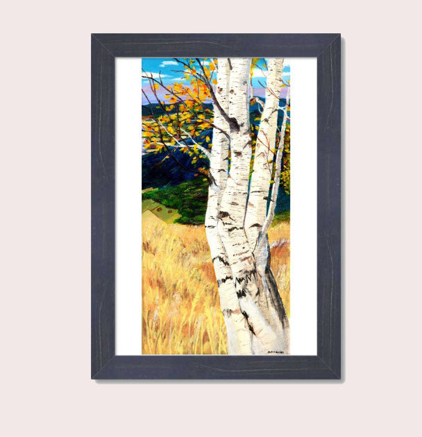 Autumn Leaf Birch Tree Blue Mountain Wheat Field