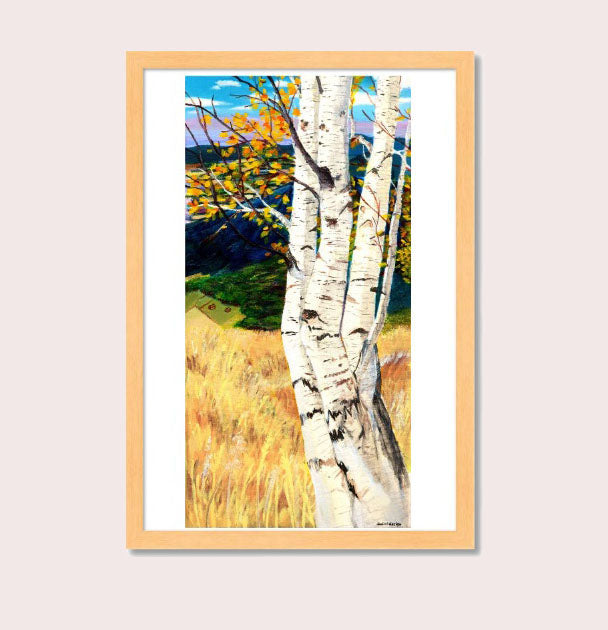 Autumn Leaf Birch Tree Blue Mountain Wheat Field