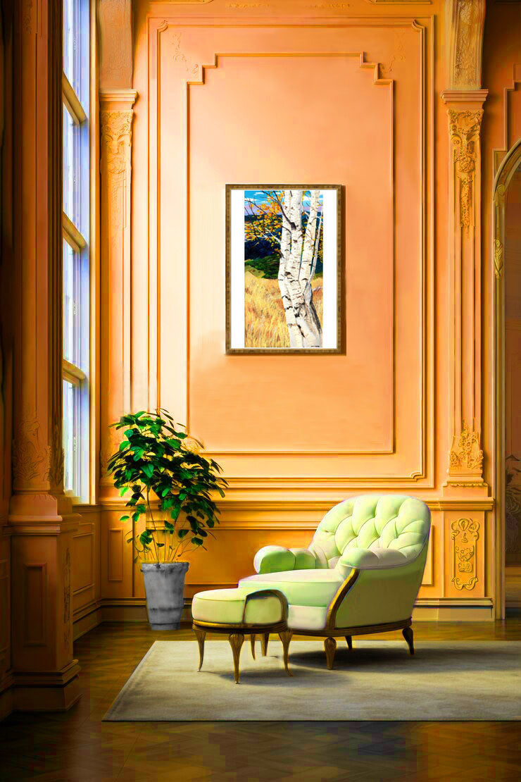 Autumn Leaf Birch Tree Blue Mountain Wheat Field